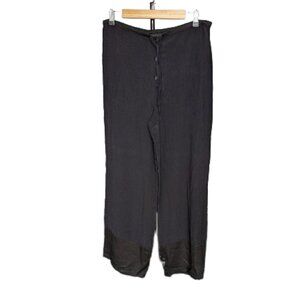 Annie Thompson Wide Leg Drawstring Pants with Contrast Hem